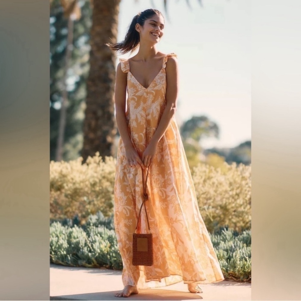 Maaji Orange and White Maxi Sundress for Weddings